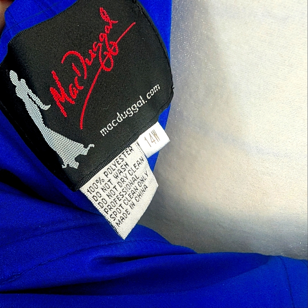 NWT Mac Duggal 48887 Off Shoulder Fit & Flare Dress Blue Sz 14 Mini Dress $398 - Picture 5 of 7